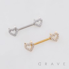 HALLOWEEN MULTI CZ DEVIL HEART WITH SMALL HORNS 316L SURGICAL STEEL NIPPLE RING